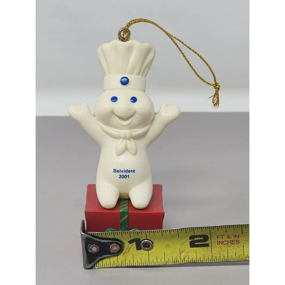 Pillsbury Doughboy Ornament 2001 Christmas Tree Decor With Gift Box Belvidere IL